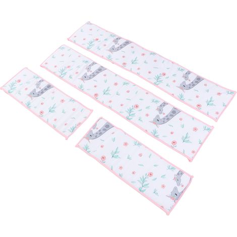 Barrière de lit bébé surélevée anti-collision, 4 pièces, imprimée couleur unie, style souple 1 (1/5)