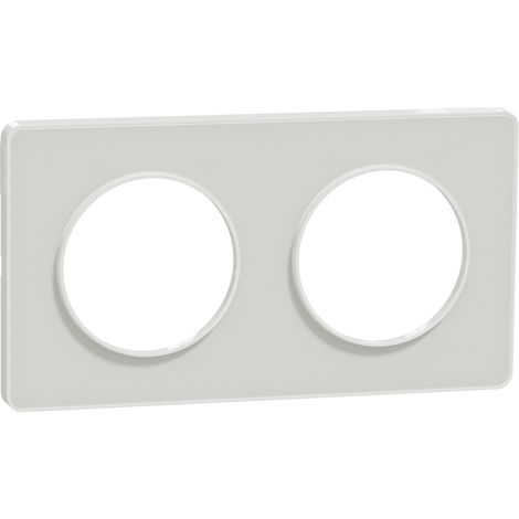 Plaque 2 postes - H / V - Entraxe 71 mm - Liseré blanc - Odace Touch 2011 - S520804R - Schneider - Translucide blanc avec liseré blanc (1/5)