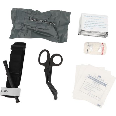 Multifunktionales Notfall-Erste-Hilfe-Set mit Tourniquet, israelischer Kompresse, Schere, Decke und Mullbinden – Outdoor-Trauma-Set (1/5)