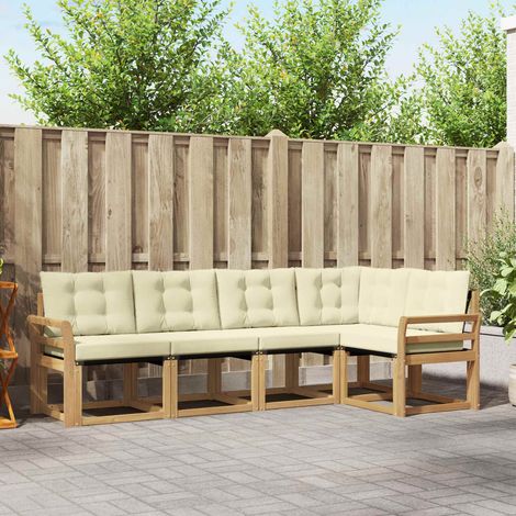 vidaXL Outdoor-Sofagarnitur mit Kissen 5 pcs Weiß und Creme (1/5)
