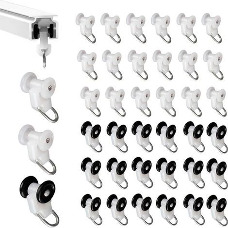 40 Pieces Curtain Glider Rollers Pergola Rail Hook Curtain Track Rollers Metal Pulley Wheel Sliding Curtain Hook Curtain Rod Rollers Curtain Rail Glider