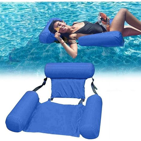 Chaise flottante de piscine, salon aquatique pour adulte, transat gonflable portable, lit flottant, hamac et canapé d'eau, bleu électrique (1/5)