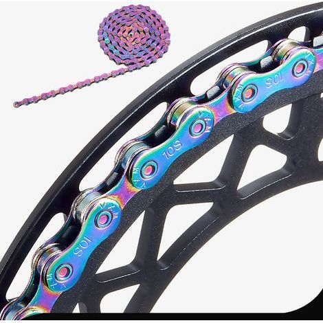 Colored, electro-galvanized, rust-resistant bicycle chain, 6, 7, 8 speeds, for mountain bikes and road bikes (1/5)