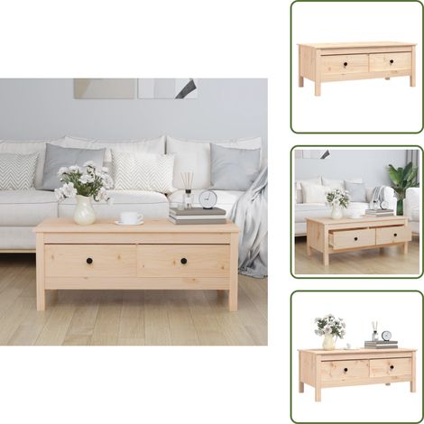 Table basse 100x50x40 cm Bois massif de pin - Table Basse - Meuble TV - Table D'appoint - Table En Bois - Table Design (1/5)