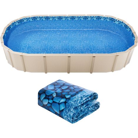 Mophorn ovale Poolfolie, 3,6 x 7,3 m, Überlapp-Stil, oberirdische Poolfolie, 122–137 cm Wandhöhe, strapazierfähiges Vinyl, Standardstärke für Pools mit Stahlseitenwänden