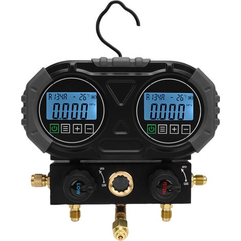Manomètre numérique à collecteur – Appareil électronique de mesure de la pression de recharge des fluides frigorigènes pour les systèmes CVC, plage de mesure : 0 à 6 000 kPa