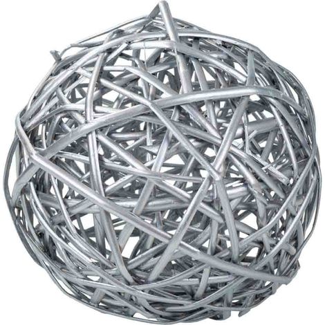 Bola de decoración de mimbre plateada d24 cm (1/3)
