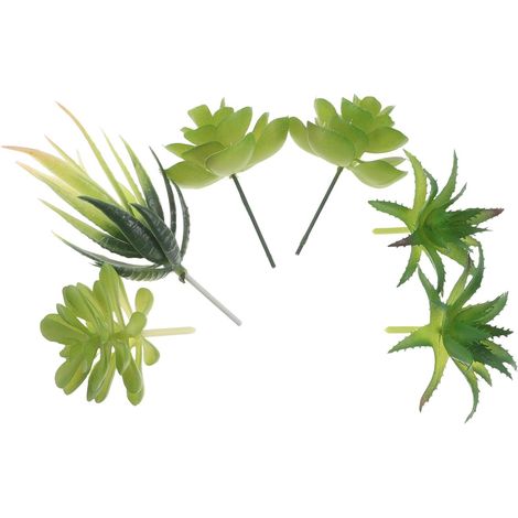 Plantes Succulentes Artificielles Miniatures en Plastique Vert Lot de 6 sans Entretien, Design Compact et Mignon pour Bureau et Décoration Intérieure (1/5)