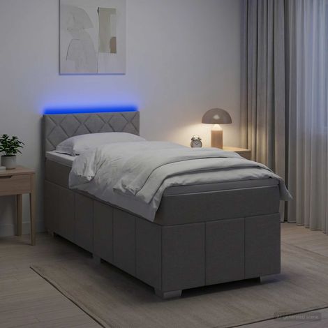 vidaXL Lit boxspring avec matelas Gris clair 90 x 200 cm Tissu (1/5)