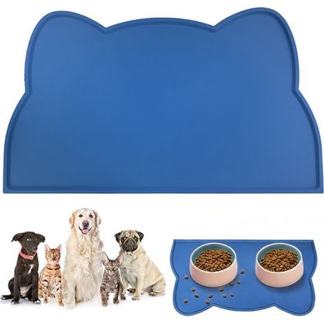 Tapis de table en silicone pour animaux - 44 x 24 cm - Imperméable - Antidérapant - Anti-taches - Lavable - Facile à nettoyer - Tapis universel en silicone pour gamelles - Convient aux chiens, chats, (1/5)