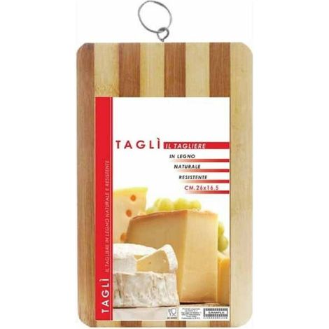 Trade Shop - Tabla De Cortar De Madera Natural Resistente A Los Alimentos Cocina Hogar 26x16,5 Cm -