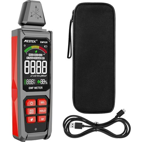 Detecteur 5 in1 Test EF/MF/RadioFréquence, Champ Électrique/Magnétique/Haute Fréquence, Détecteur de Rayonnement Électromagnétique Portable Pour Extérieur, Maison,Chasse aux Fantômes (1/5)