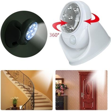 LED Lampe Lumière Détecteur Mouvement 360° tourne automatique Sans Fil Capteur Patio Sécurité pour Jardin Mur couloir toilettes (1/4)