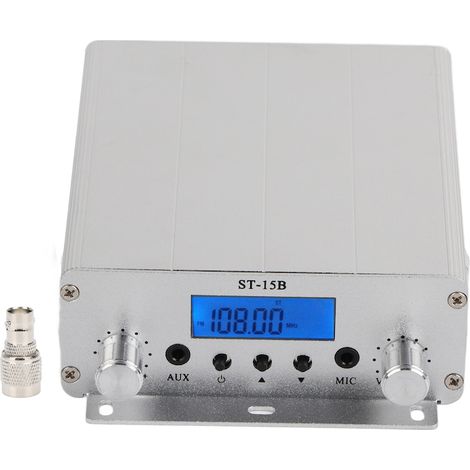 Émetteur FM pour station de radio 87-108 MHz, puissance 1,5 W et 5 W, en métal, alimentation 12 V 6 A, diffusion