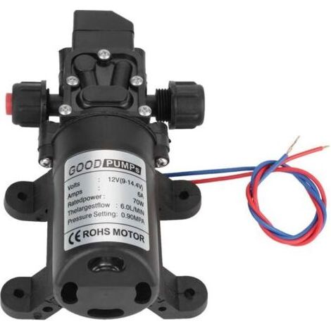 Pompe à eau auto-amorçante - Pompe à eau à membrane haute pression 12 V CC, 0,9 MPa, 6 L/min, 70 W (1/5)