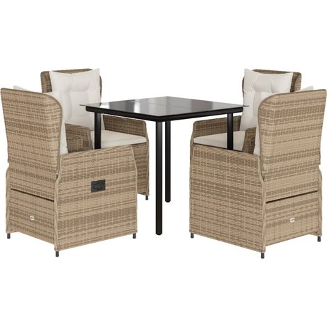 Maison Exclusive - 5-tlg. Garten-Essgruppe mit Kissen Beige Poly (1/5)