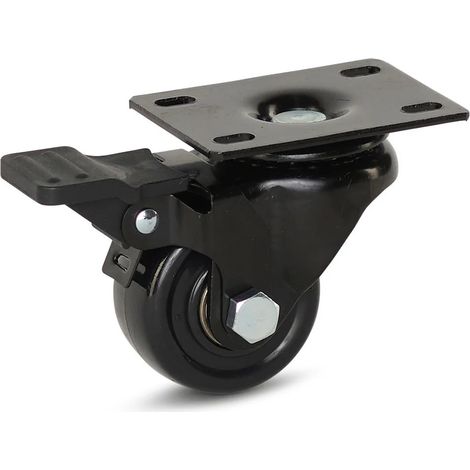 Roue pivotante freinée - MESO - Nylon noir - Platine - 50mm - 150kg