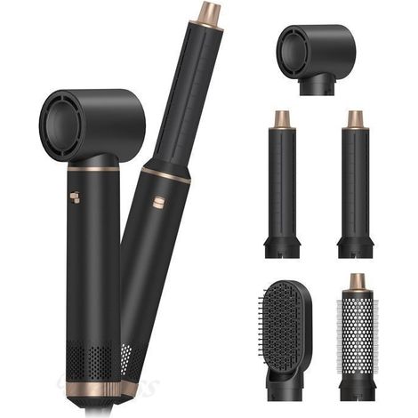 (Noir)Airbrush 5 en 1 Air Styler, Fer a Boucler, Thermal Brush, Brosse Lissante Seche Cheveux 5 en 1 pour Sécher, Boucler, Lisser (1/5)