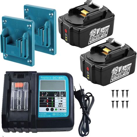 2 Batteries 18V 5,0Ah pour Makita BL1850B + Chargeur DC18RC + Cadeau LED remplacement pour BL1860B BL1840 BL1830 BL1815 LXT DMR107 DMR108 (1/5)
