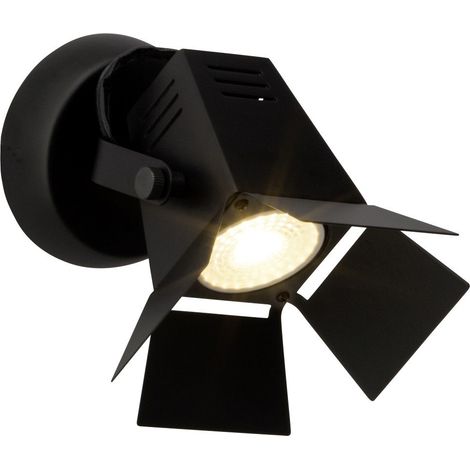BRILLIANT lampe Movie LED spot mural noir mat 1x LED-PAR51, GU10, lampe à réflecteur LED 5W incluse, (380lm, 3000K) Échelle A ++ à E Tête pivotante (1/3)