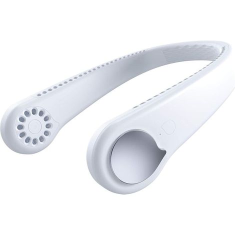 Tragbarer, stangenloser Nackenventilator, freihändiger persönlicher Ventilator mit 3-stufiger Windregulierung und USB-Aufladung für Reisen, Sport und Outdoor-Aktivitäten, 1800 mAh Akku, weiß. (1/5)