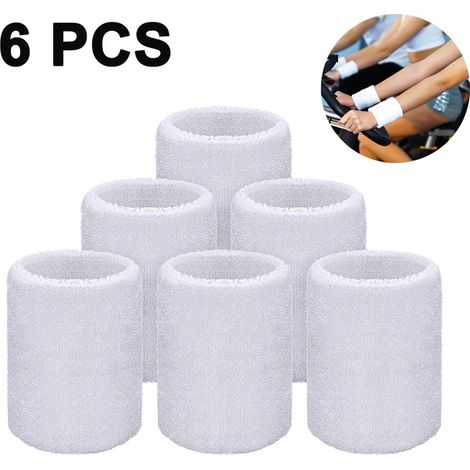 6 Bandes de sport pour poignet Bandes de sueur absorbantes pour football, basket-ball, athlétisme (1/2)