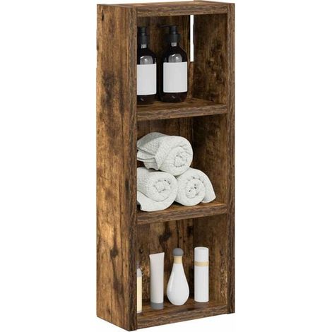 Meuble de Salle de Bain Mural en Chêne Fumé, 20x10x50 cm, Armoire de Rangement Compacte avec Porte, Design Moderne pour WC et Douche (1/5)