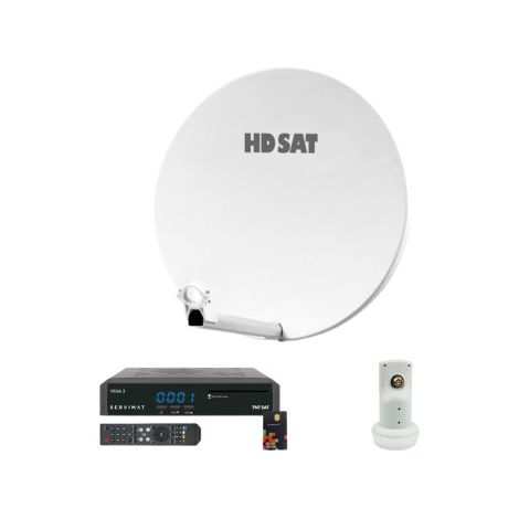 Pack HDSAT Parabole Satellite Fibre Composite Blanche 60cm + LNB Single + VEGA 3 Récepteur TV satellite Full HD + Carte (1/5)