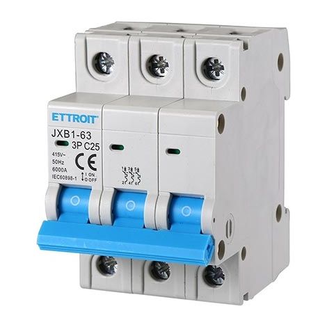 Ettroit JX132560 Interruttore magnetotermico automatico 3P 25A 380V 6kA 3 Moduli DIN (1/3)