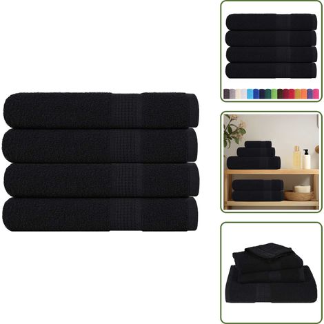 Saunatücher 4 Stk. Schwarz 80x200 cm 360 g/m² 100% Baumwolle - Saunatuch - Saunatücher - Handtuch - Handtuch Mit Schlaufe (1/5)