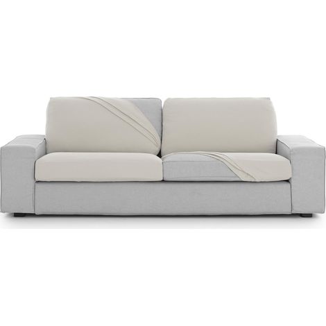 Housse de canapé bi-élastique pour Assise et Dossier Taille S Couleur écru Design Harlem (1/5)