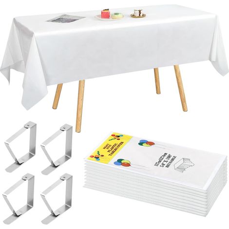10 Pièces Nappe Jetable Blanche Nappe de Table Blanche Jetable 137 x 274 cm pour Pique Nique, Barbecue, Restaurant (1/5)