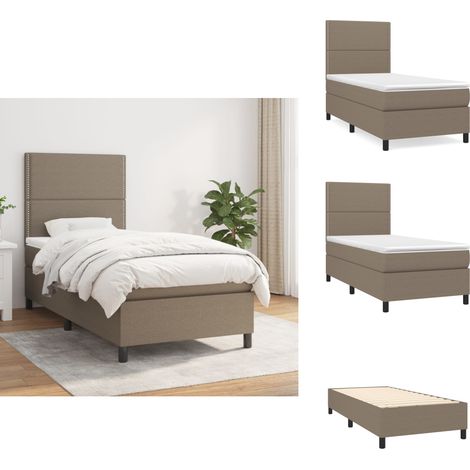 Boxspringbett mit Matratze Taupe 90x190 cm Stoff - Boxspringbett - Doppelbett - Bettenrahmen - Schlafsofa - Lattenrost (1/5)