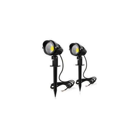 Foco LED exterior de 7W 850LM, blanco frío 6000K, con estaca, 220V, resistente al agua IP66, ideal para calles, balcones, jardines, céspedes, piscinas, entradas de vehículos y patios, paquete de 2 [Cl