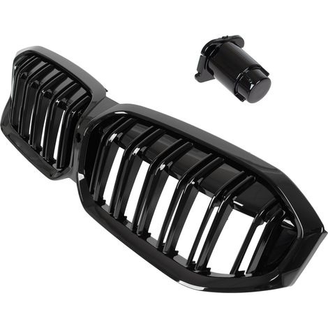 Griglia BMW 3 G20 G21 FL 22-24 tra i fari (doppi) NERA LUCIDA DOPPIA BARRA + COPERTURA (1/5)