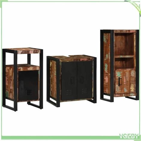 Ensemble de mobilier de salle de bain - 3305613 - Bois de mangue massif - Marron - Suspendu avec étagère (1/5)