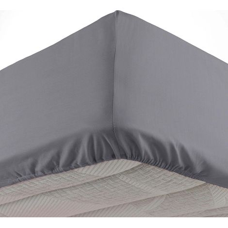 Drap housse 140 x 190 cm – Bonnet 30 cm – Microfibre douce – Lavable en machine – Séchage rapide – Couleur anthracite – Oscar