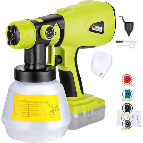 Pulvérisateur de peinture sans fil 20V – Pistolet HVLP pour surfaces variées – Buses 1,0/1,8/2,5/3,0 mm – Compatible batteries Ryobi 18V (1/5)
