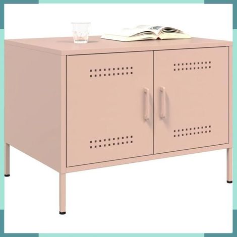 843031 Table basse rose 68x50x50,5 cm acier (1/5)