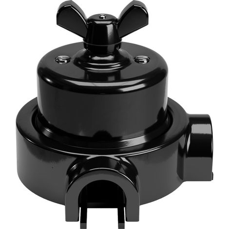 Kit interruttore/deviatore con dado a farfalla e base per Creative-Tubes in porcellana nera  Nero - 2