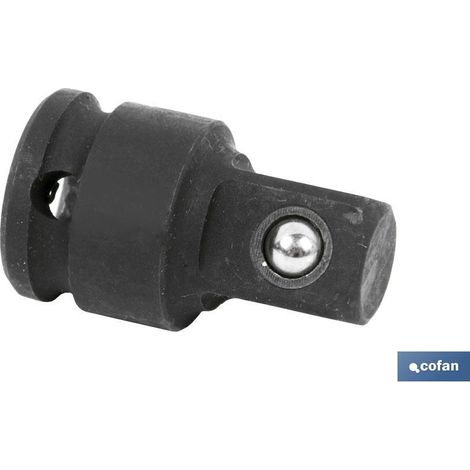 COFAN adaptador 1/2 hembra - 3/8 macho , Adaptador de impacto negro de 3/8 a 1/2. Fabricadas en acero especial de Cromo-molibdeno fosfatado. Ideal para talleres mecánicos, servicio