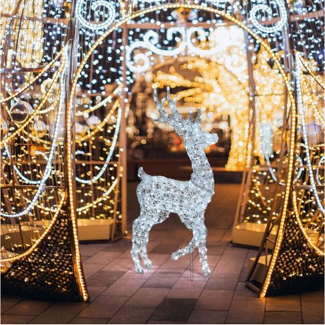 Renna luminosa 3D h.125cm 240dual led bianco caldo + bianco freddo Peraga Christmas