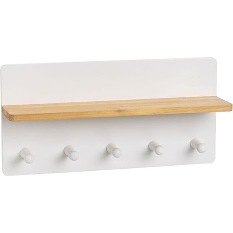 Étagère avec 5 Boutons en MDF Bois Blanc et Naturel (1/5)