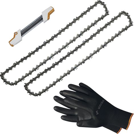 Kettensäge Zubehör - Sägekette 40cm Rapid Micro Ersatzkette + 2in1 Feilenhalter mit Feile 4,8mm (1/4)