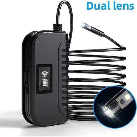 (Double objectif, 3 m) Endoscope WIFI, 2 MP HD, mini caméra industrielle en forme de serpent avec lumière LED, étanche. (1/5)