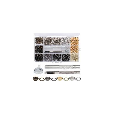 400pcs 5mm Eyelet Kit, Metal Eyelets for Tarpaulin, Belt, Shoes, Hat, Parachute with 3pcs Tools and Storage Box, 4 Colors (1/5)