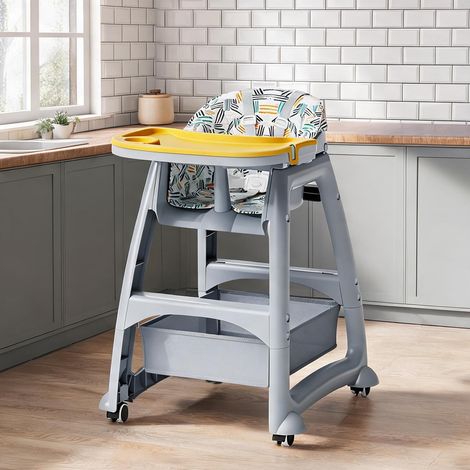 Chaise haute enfant en polypropylène gris avec plateau (1/5)