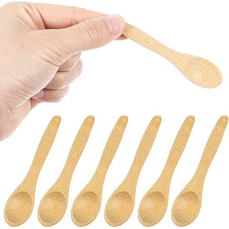 Dailygoods 6 piccoli cucchiai di legno, mini cucchiai di bambù, fatti a mano (1/5)