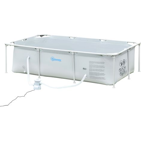 Piscine Rectangulaire Démon 252×152×65cm 2163L, Filtre à Cartouche 1200L/h, Parois PVC 1000D, Acier Poudré, Gris