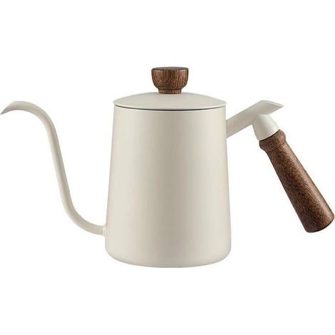 Bouilloire à café filtre en acier inoxydable 600 ml, résistante à la chaleur, beige, idéale pour la préparation du café à la maison. (1/5)